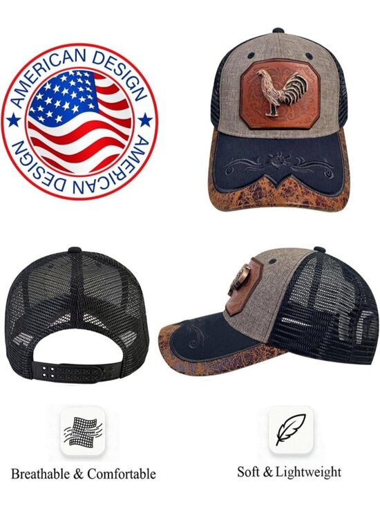 Unisex Grey 9 Western Trucker Hat Vintage Cowboy Country Cute Baseball Cap main image 4